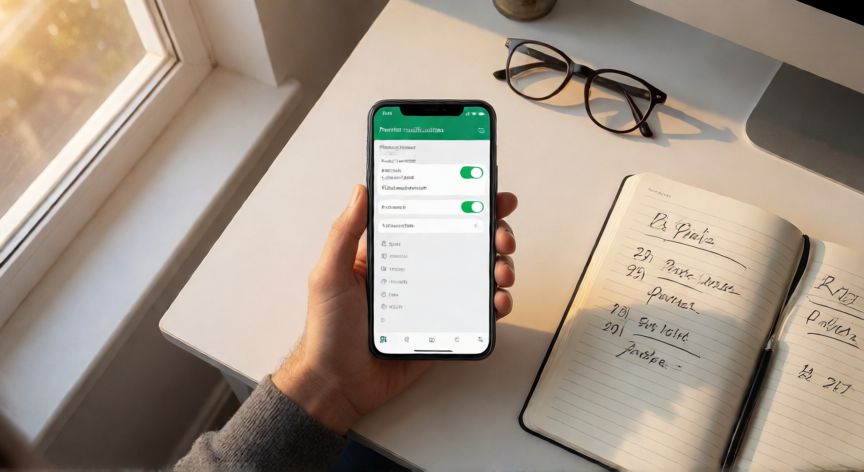 porque google calendar no me avisa, Móvil con ajustes de notificaciones de Android abierto sobre un escritorio de trabajo