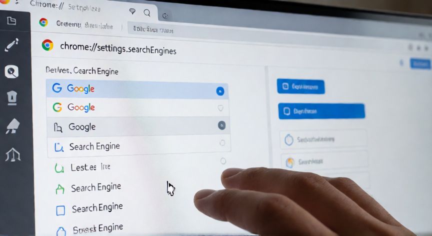 porque google chrome me abre yahoo, Pantalla de ajustes de Chrome mostrando cómo cambiar el buscador predeterminado a Google