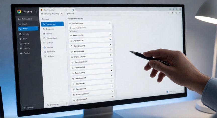 porque google chrome me pide contraseña, Página de gestión de contraseñas de Google Chrome en el monitor