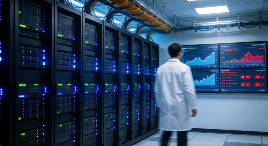 porque google detecta trafico inusual, Centro de datos de Google con paneles de monitorización de tráfico en tiempo real