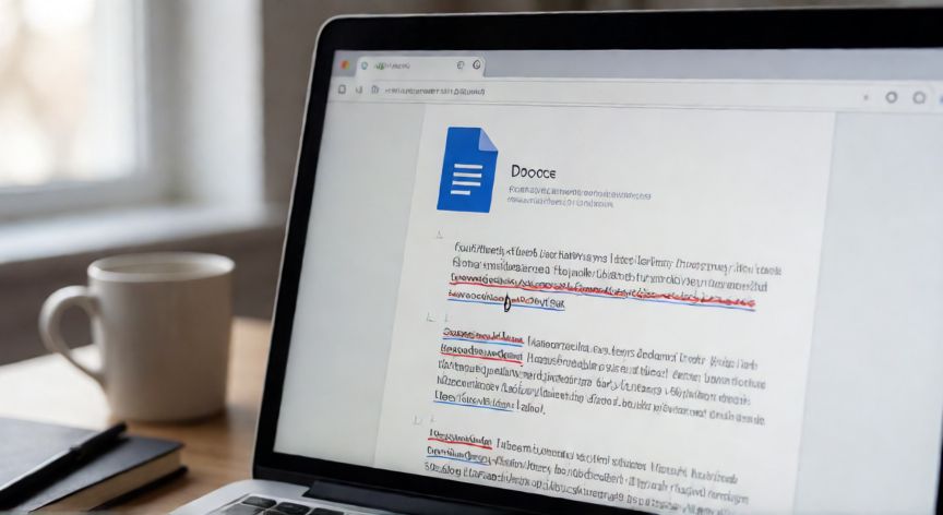 porque google docs no me corrige, Pantalla de Google Docs con palabras subrayadas en rojo indicando errores ortográficos sin corregir