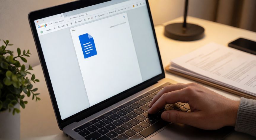 porque google docs no me corrige, Persona escribiendo en Google Docs con el corrector ortográfico funcionando correctamente