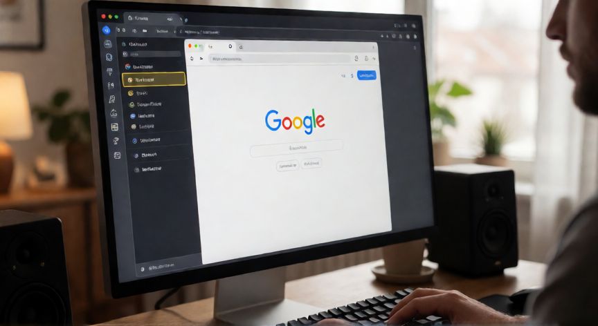 porque google esta negro, Navegador con ventana de incógnito mostrando Google en blanco y extensión de tema oscuro visible en la barra lateral