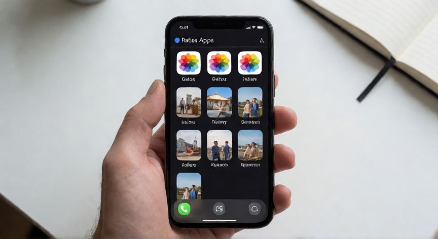 porque google fotos no responde, Manos cerrando la aplicación de Google Fotos desde el menú de apps recientes en un smartphone