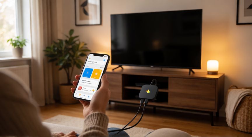 porque google home no detecta mi chromecast, Chromecast conectado al televisor con un teléfono mostrando la app Google Home