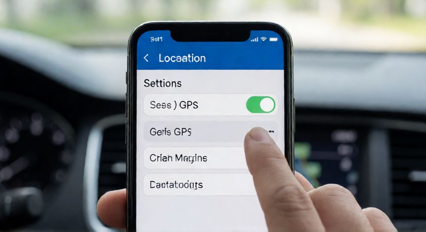 porque google maps no me marca la ruta, Pantalla de ajustes de ubicación del móvil con el GPS listo para activarse durante la navegación