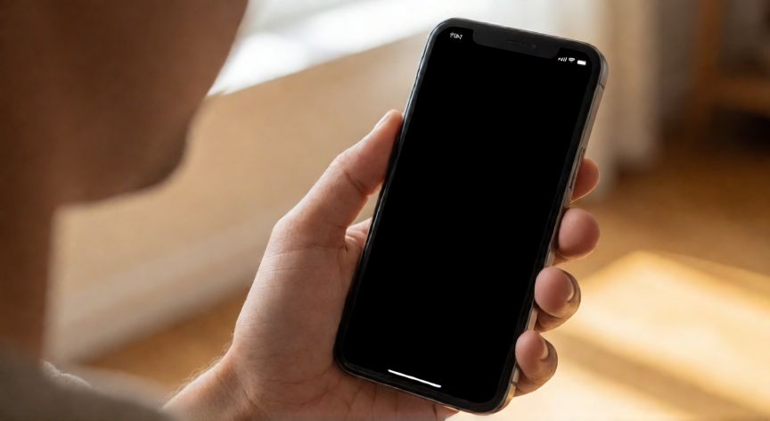 porque google maps se ve negro, Persona mirando el móvil con Google Maps en pantalla negra