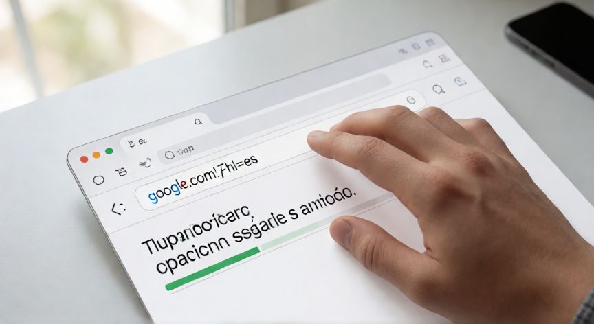 porque google me sale en otro idioma, Typing the language parameter hl=es in the browser to force Spanish on Google