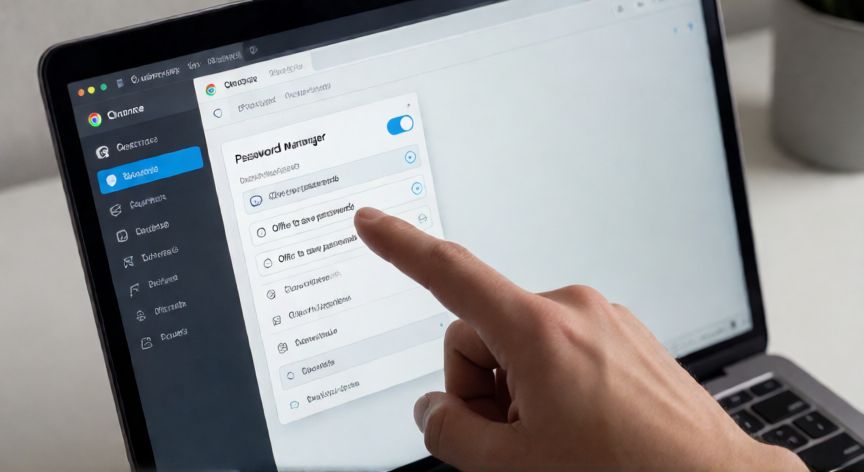 porque google no me guarda las contraseñas, Pantalla de Chrome mostrando la configuración de contraseñas con el interruptor activado
