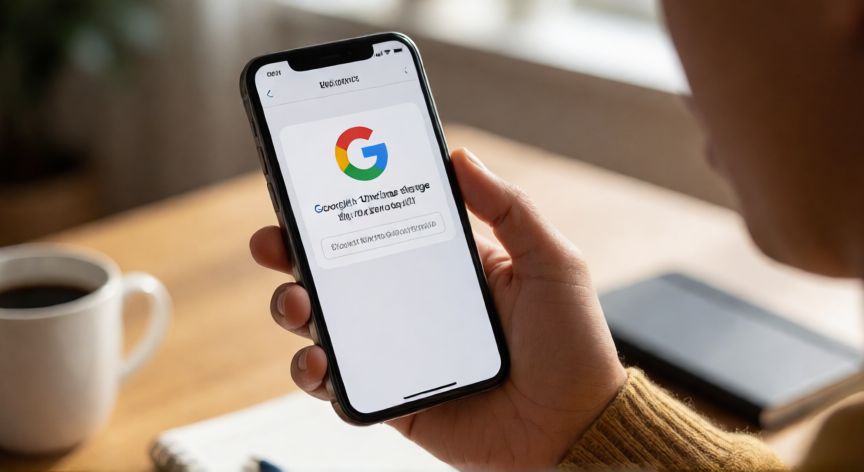 Persona revisando su teléfono al ver un cargo inesperado de Google One en la notificación de cobro
