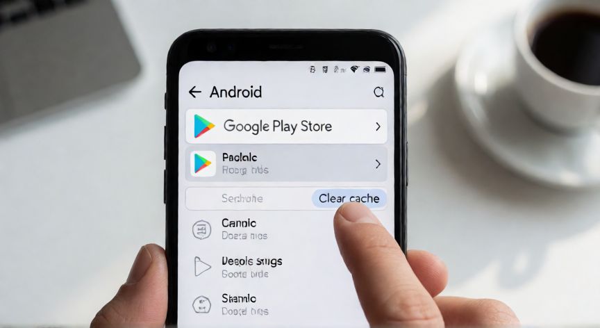 porque google play no abre, Pantalla de ajustes de Android seleccionando borrar caché de Google Play