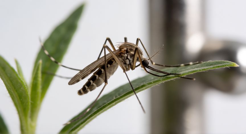 porque google quiere liberar mosquitos, Mosquito hembra Anopheles sobre una hoja en entorno de laboratorio