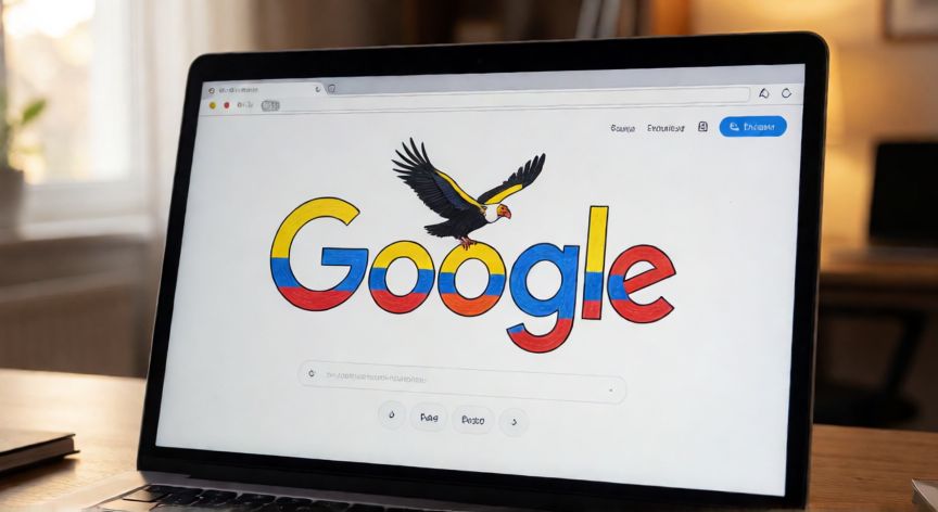 porque google tiene la bandera de ecuador, Logo de Google con la bandera de Ecuador en un Doodle especial