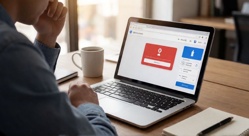 porque google translate no funciona, Persona frustrada frente a un portátil mostrando un error en Google Translate