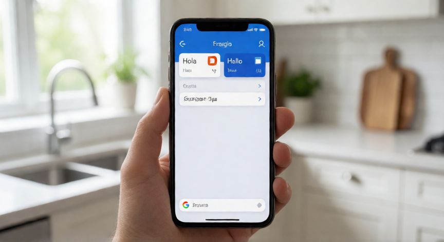 porque google translate no funciona, Smartphone mostrando la app de Google Translate con una traducción activa