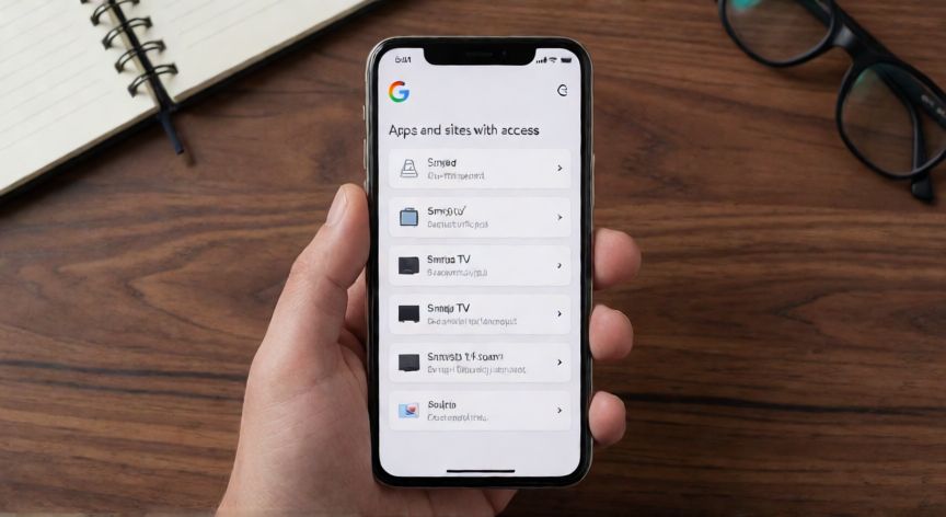 porque google tv quiere acceder a mi cuenta, Móvil mostrando la página de seguridad de la cuenta Google con la sección de apps conectadas