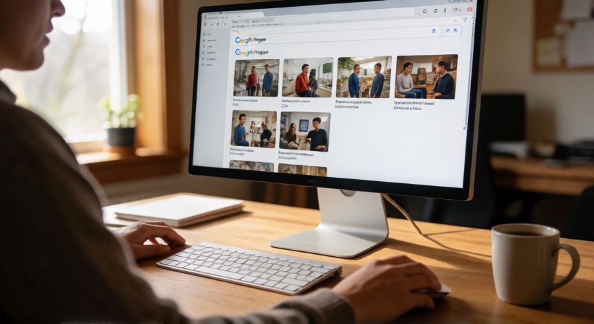 porque google ya no deja descargar imágenes, Persona intentando descargar una imagen desde Google Imágenes en su ordenador