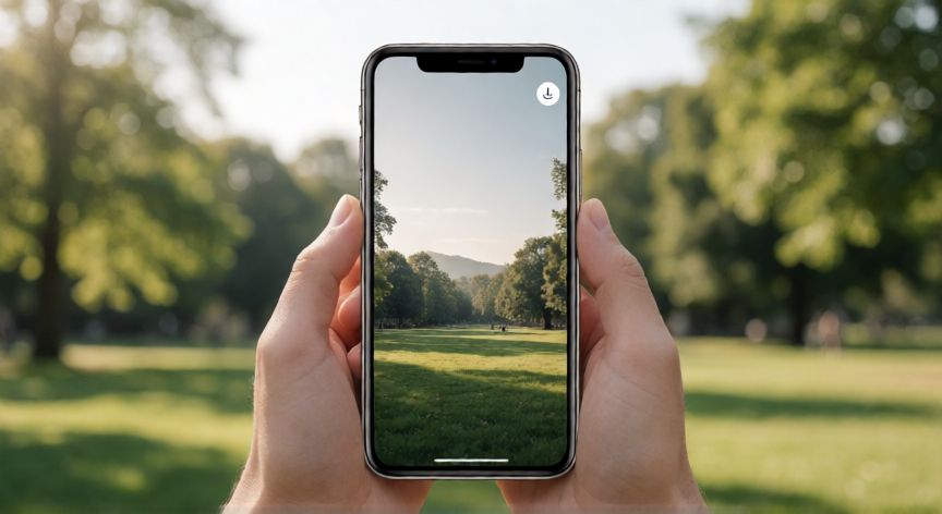 porque google ya no deja descargar imágenes, Móvil mostrando una imagen en pantalla completa con la opción de guardar visible