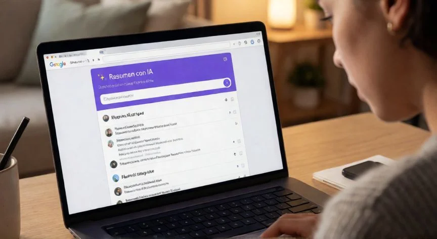 Persona confundida mirando la pantalla de Google donde no aparece la respuesta con IA