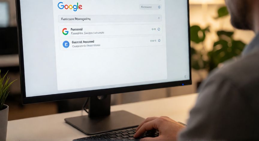 porque me sale google workspace, Pantalla de configuración de Google mostrando múltiples cuentas personales y corporativas
