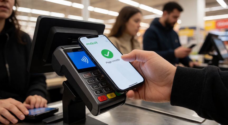 porque no puedo descargar google wallet, Pago por contacto con Google Wallet en una terminal de supermercado mostrando confirmación exitosa