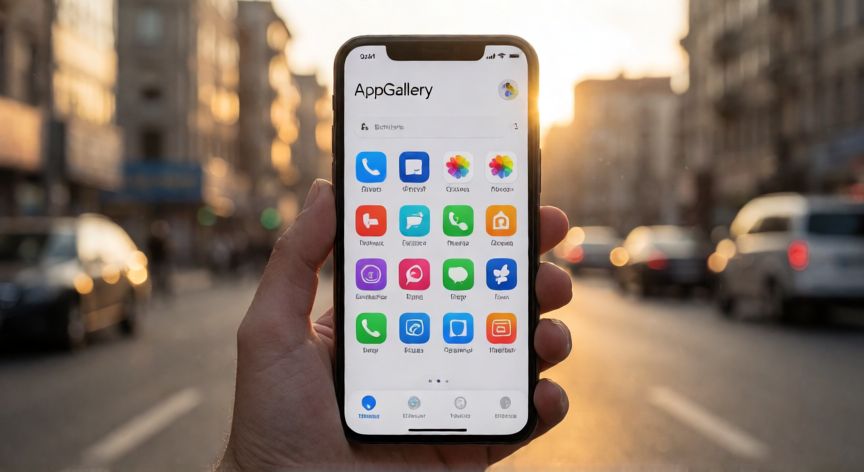 porque xiaomi tiene google y huawei no, Pantalla de AppGallery en un teléfono Huawei en la calle