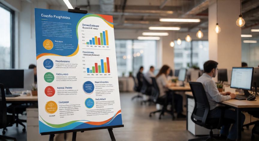 powerpoint en portrait, Cartel vertical en formato portrait como resultado de una presentación de PowerPoint