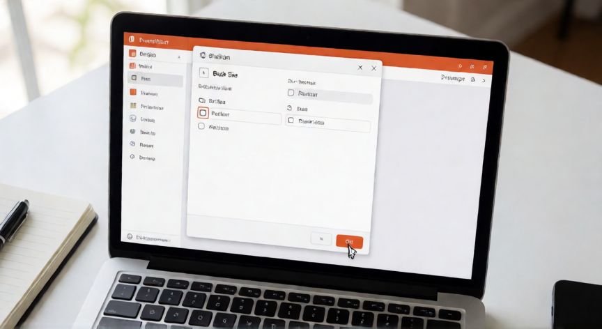 powerpoint en vertical, Ventana de tamaño de diapositiva de PowerPoint con la opción Vertical seleccionada