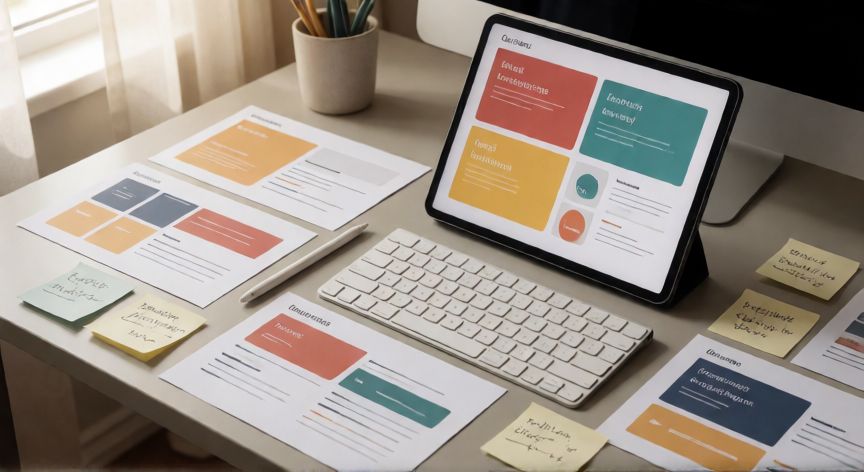 presentaciones en powerpoint con ia, Espacio de trabajo con herramientas de diseño para presentaciones y diapositivas impresas
