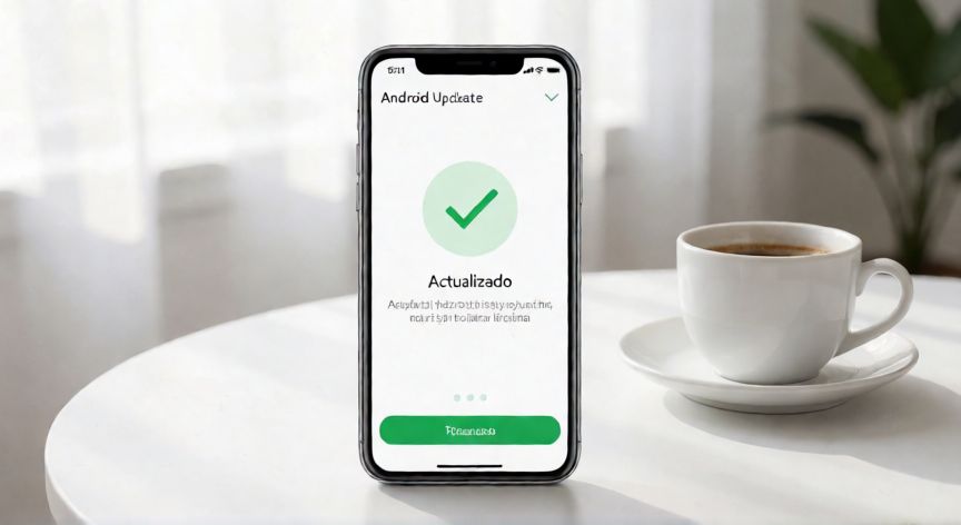 que android deja de funcionar en el 2026, Smartphone moderno mostrando la pantalla de actualización exitosa del sistema operativo