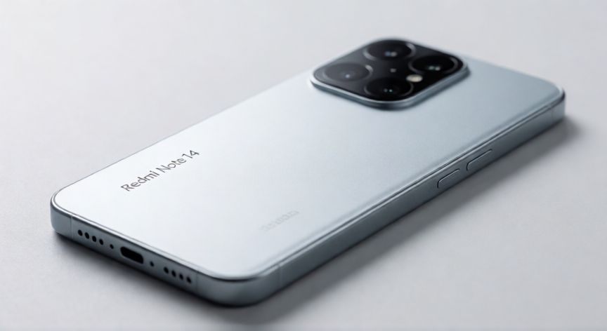 que android es el redmi note 14, Vista trasera del Xiaomi Redmi Note 14 destacando su diseño y cámara