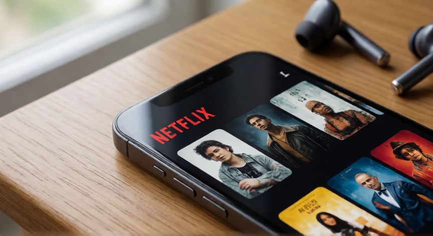 que android necesita netflix, Smartphone mostrando la aplicación de Netflix en pantalla