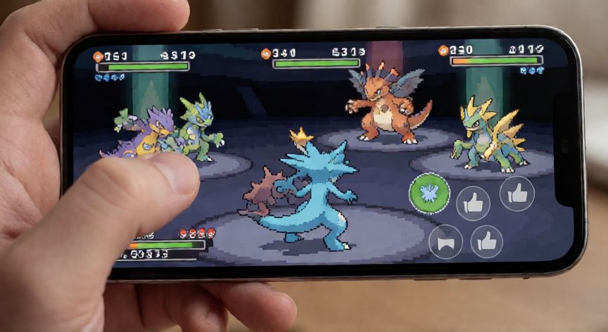 que android necesita pokemon champions, Jugando a Pokémon Champions en un teléfono móvil Android