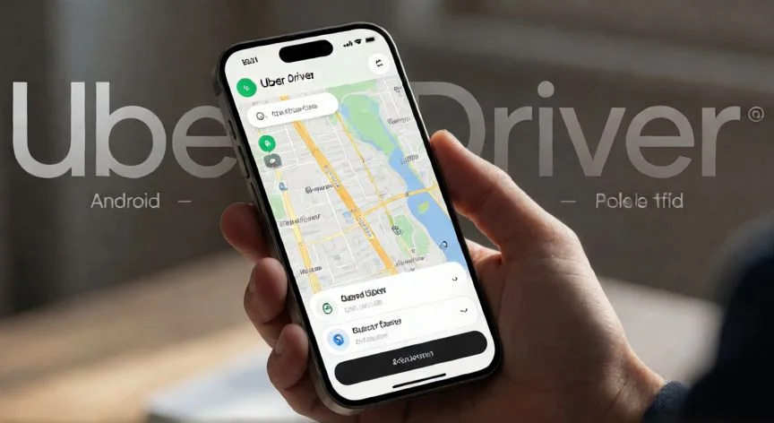 Móvil con la app de Uber Driver abierta mostrando el mapa