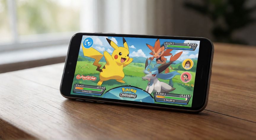 que android pide pokemon champions, Móvil Android mostrando la interfaz de Pokémon Champions