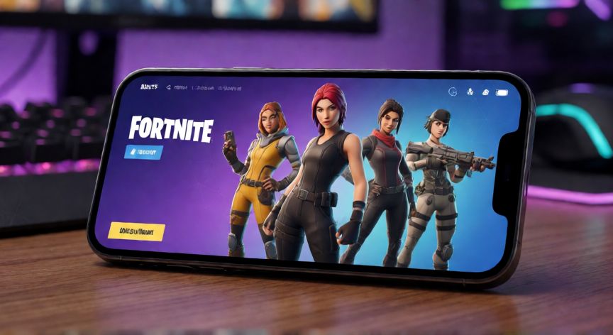 que android se necesita para jugar fortnite, Teléfono inteligente mostrando la pantalla de inicio de Fortnite