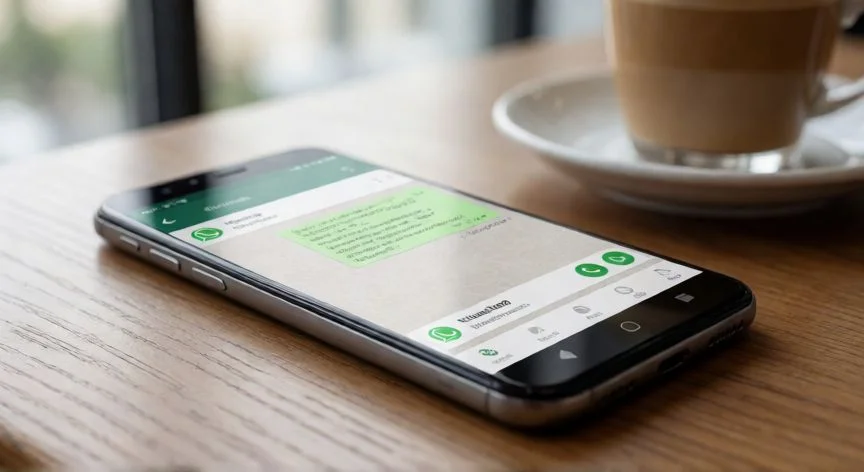 Teléfono inteligente Android mostrando la aplicación de WhatsApp