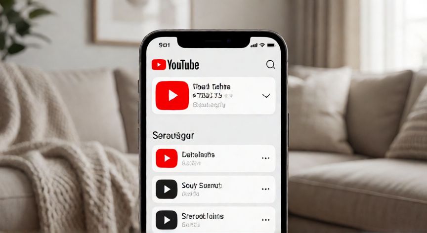 que android soporta youtube, Pantalla de un teléfono móvil mostrando la aplicación de YouTube