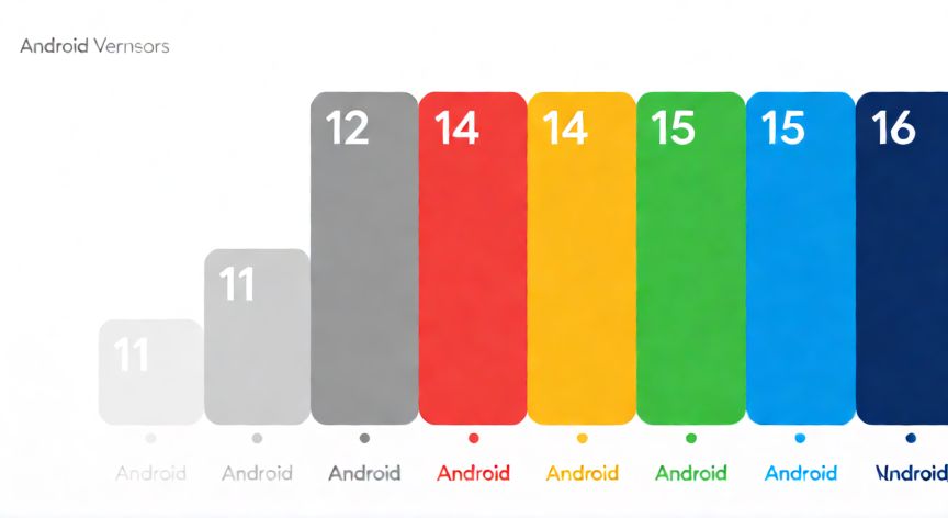 que android ya es obsoleto, Línea de tiempo ilustrada mostrando la obsolescencia de versiones antiguas de Android frente a las actuales