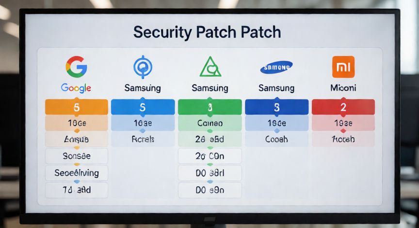 que android ya no se actualiza, Gráfico comparativo de soportes de seguridad para distintos fabricantes de móviles