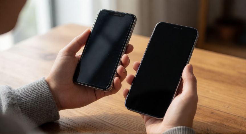 que android ya no soporta whatsapp, Persona comparando un teléfono antiguo con uno nuevo para verificar compatibilidad