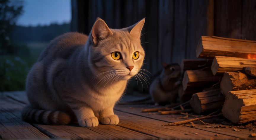 que animal ahuyenta a las ratas, Gato vigilante ahuyentando a una rata en el porche de una casa