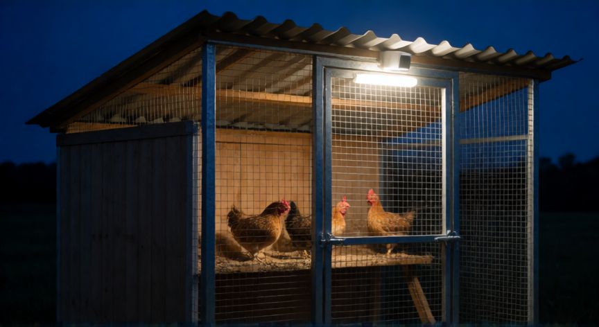 que animal ataca a las gallinas, Cobertizo seguro para gallinas con malla metálica, techo sólido y puerta cerrada de noche