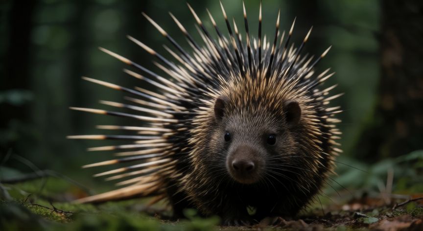 que animal bala, Puercoespin lanzando espinas en la naturaleza