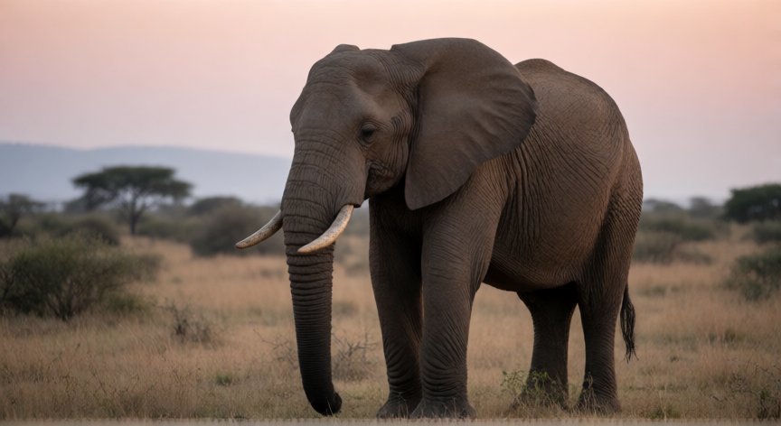 que animal duerme de pie, Elefante africano descansando en posición vertical en la sabana