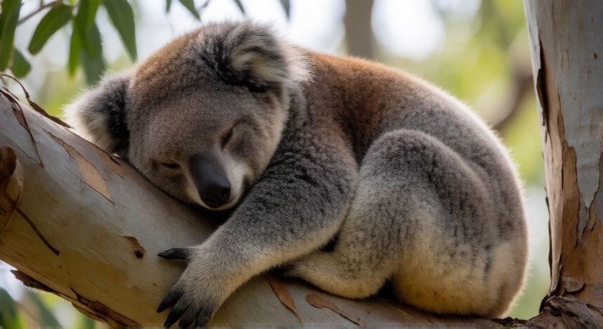 que animal duerme mucho, koala durmiendo en una rama de árbol