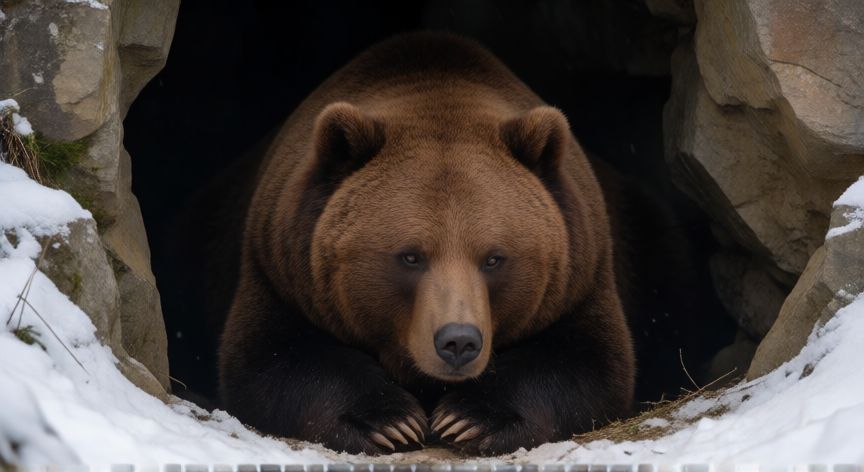 que animal duerme mucho, oso pardo hibernando en una cueva