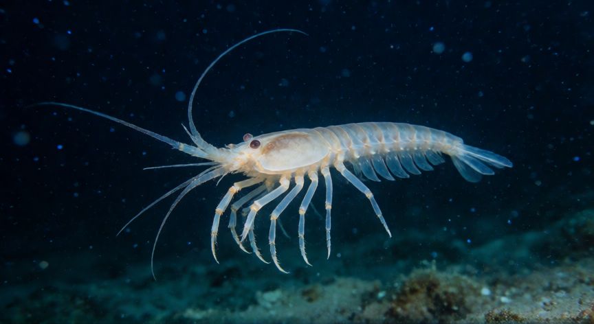qué animal empieza con x, Crustáceo xifópodo nadando en aguas profundas del océano
