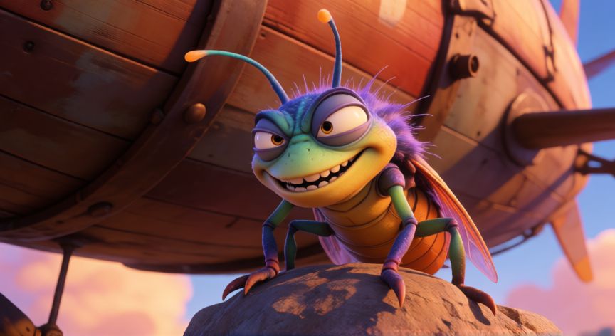 que animal es kevin de up, Criatura alienígena pequeña y astuta junto a un globo aerostático en una escena animada