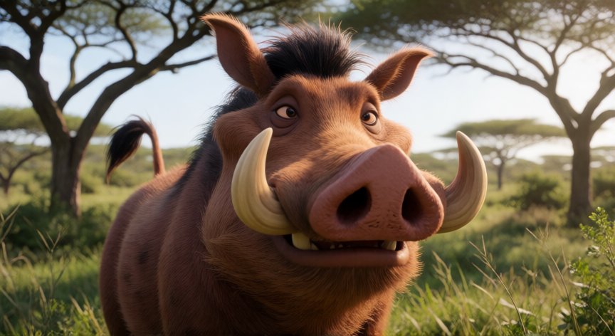que animal es pumba, Pumba el jabalí en la sabana africana